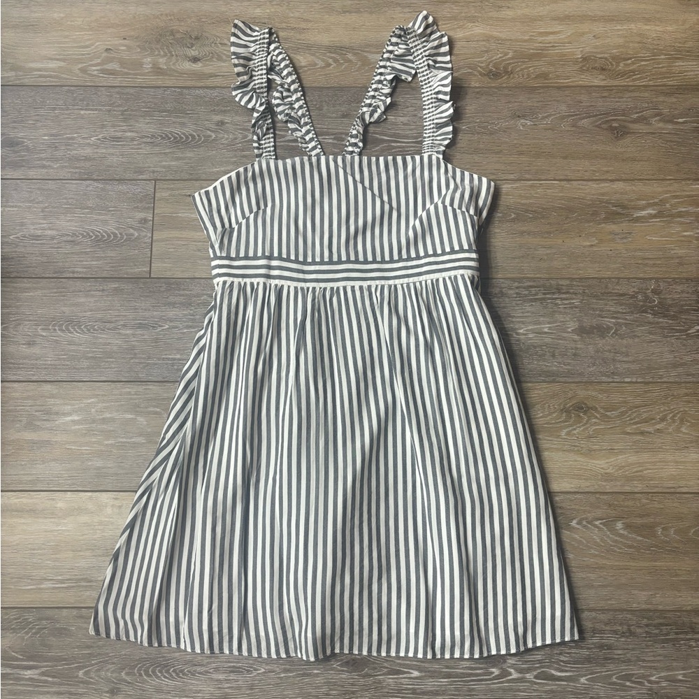 Madewell Dress Sz 8 Striped Ruffle-Strap Empire Sundress Babydoll Preppy Coastal